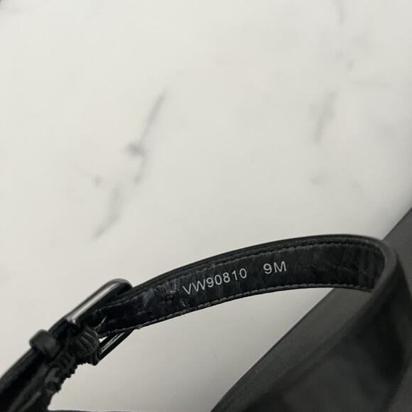 Stuart Whitman Nudist June Black Leather Sandal block Heel Size 9 minimalist - Picture 13 of 14